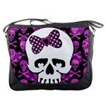 Pink Polka Dot Bow Skull Messenger Bag