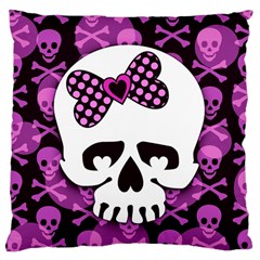 Pink Polka Dot Bow Skull Large Cushion Case (Two Sides) from ArtsNow.com Back