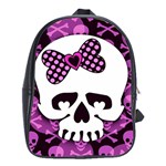 Pink Polka Dot Bow Skull School Bag (XL)