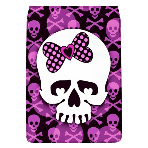 Pink Polka Dot Bow Skull Removable Flap Cover (Large) from ArtsNow.com Front