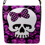 Pink Polka Dot Bow Skull Flap closure messenger bag (Small)