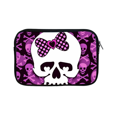 Pink Polka Dot Bow Skull Apple iPad Mini Zipper Case from ArtsNow.com Front