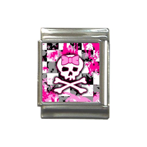 Pink Skull Scene Girl Italian Charm (13mm) from ArtsNow.com Front