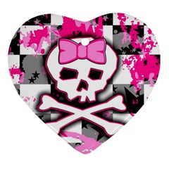 Pink Skull Scene Girl Heart Ornament (Two Sides) from ArtsNow.com Back