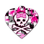Pink Skull Scene Girl Dog Tag Heart (Two Sides)