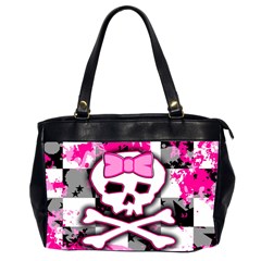 Pink Skull Scene Girl Oversize Office Handbag (Two Sides) from ArtsNow.com Front