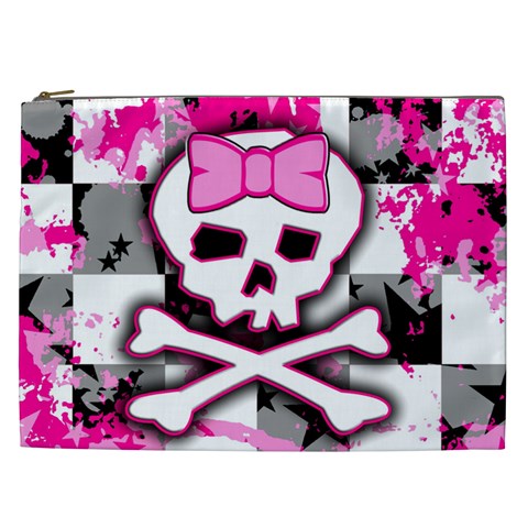 Pink Skull Scene Girl Cosmetic Bag (XXL) from ArtsNow.com Front