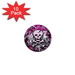 Pink Skull Splatter 1  Mini Button (10 pack) 