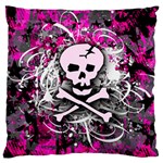 Pink Skull Splatter Large Cushion Case (One Side)