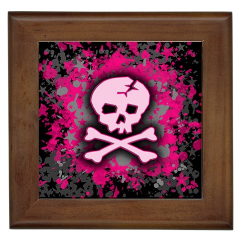 Pink Skull Star Splatter Framed Tile from ArtsNow.com Front
