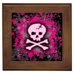 Pink Skull Star Splatter Framed Tile