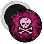 Pink Skull Star Splatter 3  Magnet