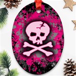 Pink Skull Star Splatter Ornament (Oval)