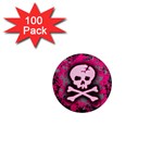 Pink Skull Star Splatter 1  Mini Magnet (100 pack) 