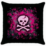 Pink Skull Star Splatter Throw Pillow Case (Black)