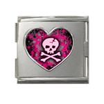 Pink Skull Star Splatter Mega Link Heart Italian Charm (18mm)