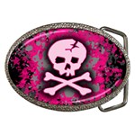 Pink Skull Star Splatter Belt Buckle