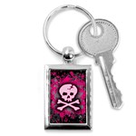 Pink Skull Star Splatter Key Chain (Rectangle)