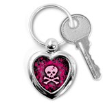 Pink Skull Star Splatter Key Chain (Heart)