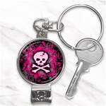 Pink Skull Star Splatter Nail Clippers Key Chain