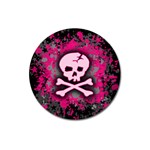 Pink Skull Star Splatter Magnet 3  (Round)