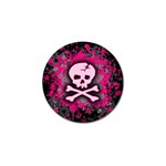 Pink Skull Star Splatter Golf Ball Marker