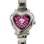 Pink Skull Star Splatter Heart Italian Charm Watch