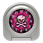 Pink Skull Star Splatter Travel Alarm Clock