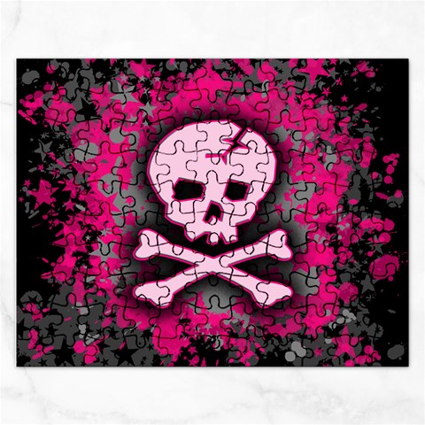 Pink Skull Star Splatter Jigsaw Puzzle (Rectangular) from ArtsNow.com Front
