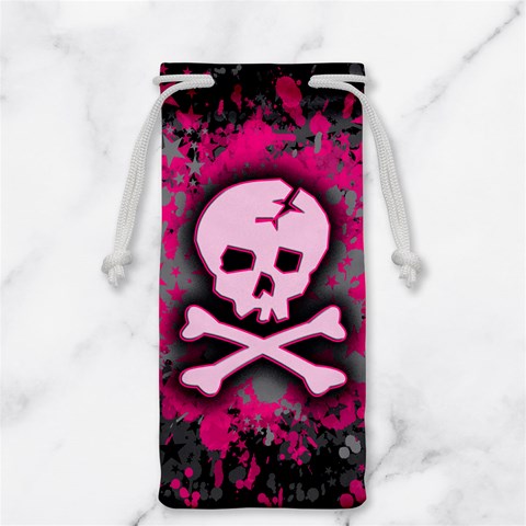 Pink Skull Star Splatter Jewelry Bag from ArtsNow.com Front