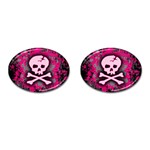 Pink Skull Star Splatter Cufflinks (Oval)