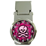 Pink Skull Star Splatter Money Clip Watch