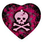 Pink Skull Star Splatter Heart Ornament (Two Sides)