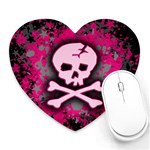 Pink Skull Star Splatter Mousepad (Heart)