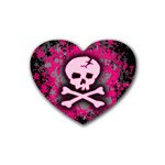 Pink Skull Star Splatter Rubber Coaster (Heart)