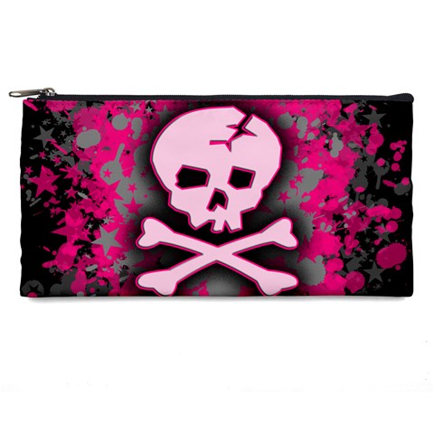 Pink Skull Star Splatter Pencil Case from ArtsNow.com Front