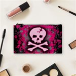 Pink Skull Star Splatter Cosmetic Bag (Small)