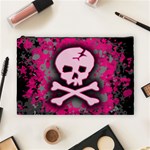 Pink Skull Star Splatter Cosmetic Bag (Large)