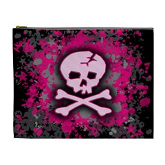 Pink Skull Star Splatter Cosmetic Bag (XL) from ArtsNow.com Front