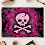 Pink Skull Star Splatter Cosmetic Bag (XXXL)