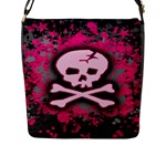 Pink Skull Star Splatter Flap Closure Messenger Bag (Large)
