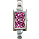 Pink Skulls & Stars Rectangular Italian Charm Watch