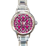 Pink Skulls & Stars Round Italian Charm Watch