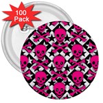 Pink Skulls & Stars 3  Button (100 pack)