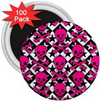 Pink Skulls & Stars 3  Magnet (100 pack)