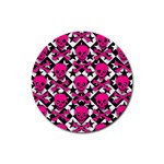 Pink Skulls & Stars Rubber Coaster (Round)