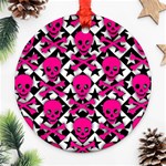 Pink Skulls & Stars Round Ornament (Two Sides)