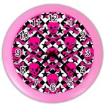 Pink Skulls & Stars Color Wall Clock