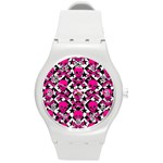 Pink Skulls & Stars Round Plastic Sport Watch Medium