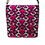Pink Skulls & Stars Flap Closure Messenger Bag (Large)